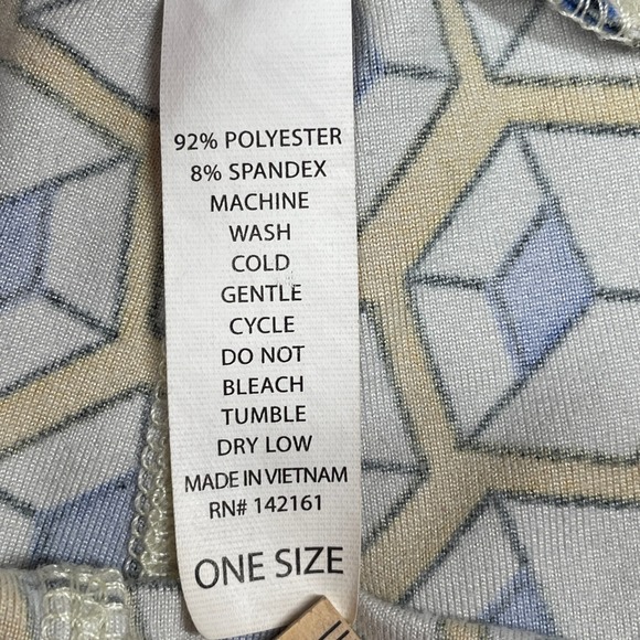 LuLaRoe Leggings Womens One Size OS Yellow Blue Geometric Cube - Picture 5 of 9